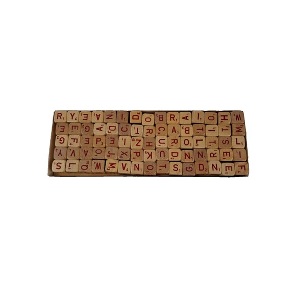 75 Wood Letter Blocks Cubes Parts RSVP 3-Dimensional Game 3D Replacement - Picture 1 of 2